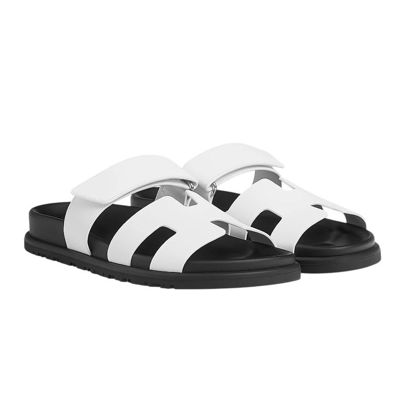 1a87f87a-48c4-45dd-8566-38cf31d45613.jpg Hermes Chypre Sandals - White Palladium Hardware - Image 2