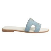 Hermes Blue Denim Oran Flat Sandals