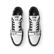Louis Vuitton LV Trainer - Velcro Strap Monogram Denim Black White - Image 4