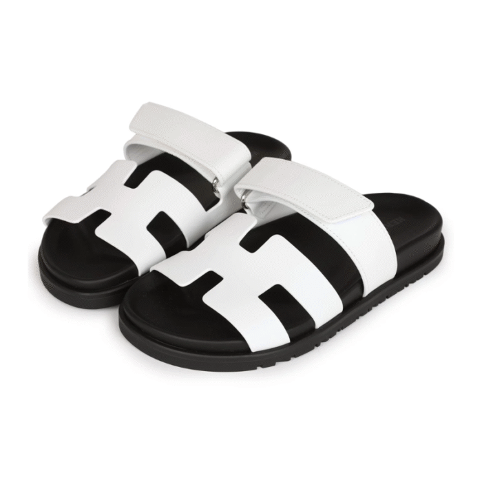 Hermes Chypre Sandals - White Palladium Hardware - Image 3