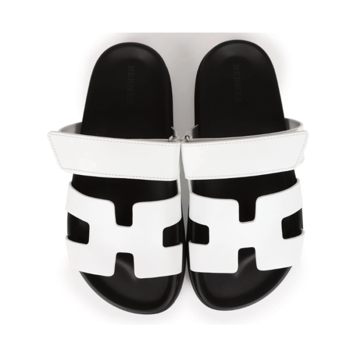 Hermes Chypre Sandals - White Palladium Hardware - Image 4