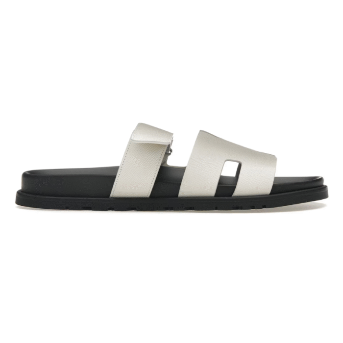 Hermes Chypre Sandals - White Palladium Hardware - Image 1