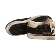 Golden Goose in black glitter with cream star and suede inserts(Women's) - Image 2