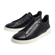Zegna Navy Blue Deerskin Triple Stitch - Image 4
