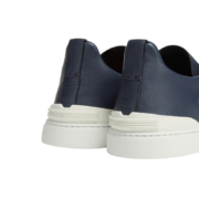 ZEGNA NAVY BLUE DEERSKIN TRIPLE STITCH™ SNEAKERS - Image 5