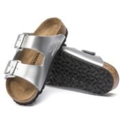 Birkenstock Arizona Children's Percoflor - Electroplated Silver with a Metallic Sheen - Image 5