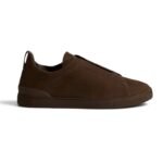 ZEGNA DARK BROWN TRIPLE STITCH™   SECONDSKIN SNEAKERS