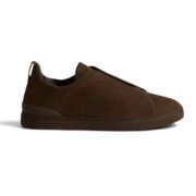 ZEGNA DARK BROWN TRIPLE STITCH™   SECONDSKIN SNEAKERS