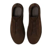 ZEGNA DARK BROWN TRIPLE STITCH™   SECONDSKIN SNEAKERS - Image 2